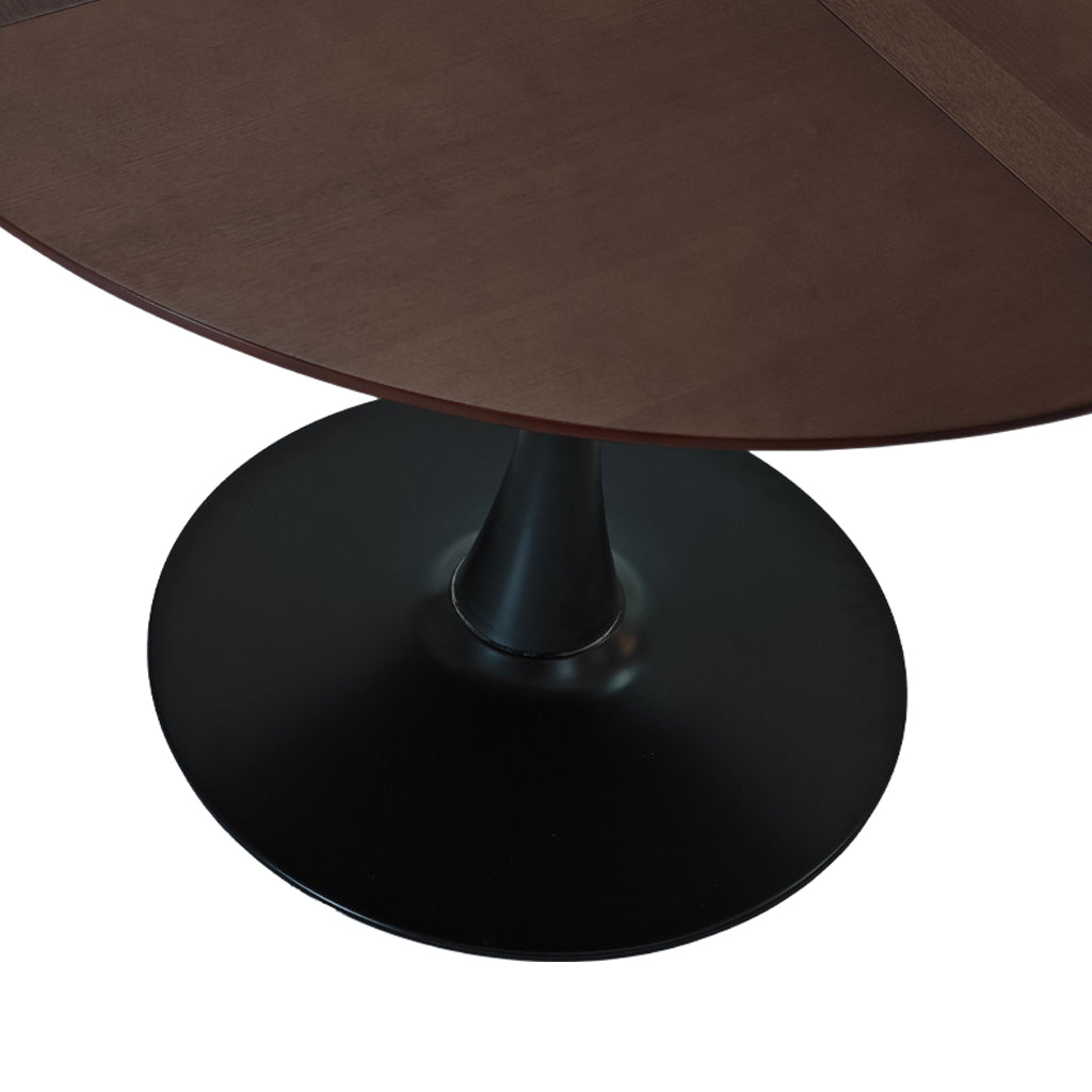 42.13"Modern Round Dining Table,Four Patchwork Tabletops With Brown Oak Color Solid Wood Veneer Table Top,Metal Base Dining Table, End Table Leisure Coffee Table Brown Oak Mdf Metal