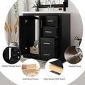 30'' Bathroom Vanity With Resin Sink Combo,Solid Wood Frame Bathroom Storage Cabinet, Freestanding Vanity Set With 3 Drawers& Soft Closing Doors 2 Black 2 1 Adjustable Hinges Bathroom Freestanding Solid Wood Mdf Resin Painted