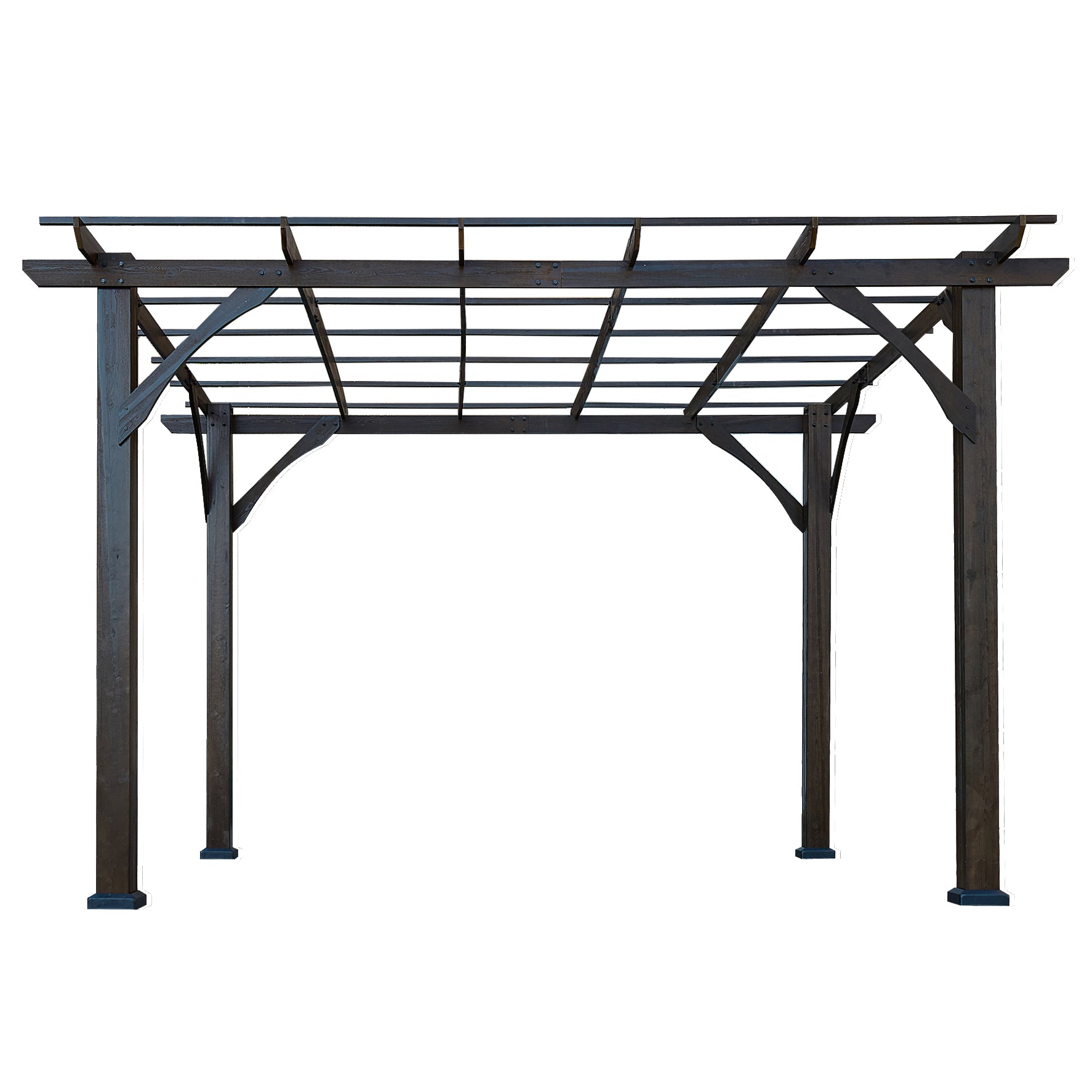 12' X 10' Outdoor Pergola, Wood Grape Gazebo For Climbing Plant Support, Garden, Patio, Backyard, Deck, Brown Brown Wood