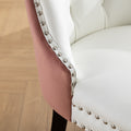 Nikki Collection Modern, High End Tufted Solid Wood Contemporary Pu And Velvet Upholstered Dining Chair With Wood Legs Trim 2 Pcs Set, White Pink, Sw2101Wp White Pink Dining Room American Design Foam Pu Leather