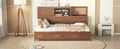 Twin Size Wooden Daybed With 3 Storage Drawers, Upper Soft Board, Shelf, And A Set Of Sockets And Usb Ports, Brown Brown Solid Wood Mdf