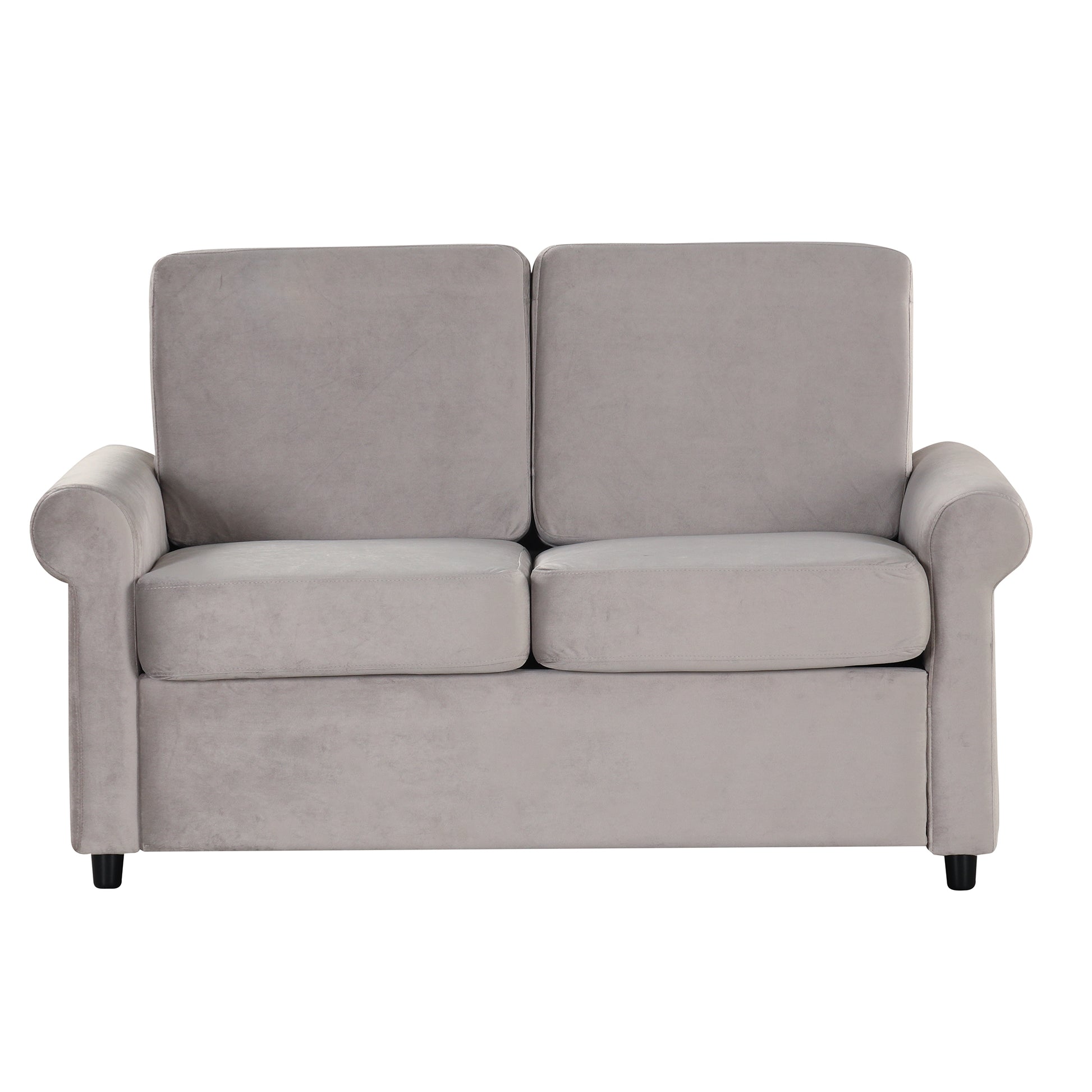 57.4" Pull Out Sofa Bed,Sleeper Sofa Bed With Premium Twin Size Mattress Pad,2 In 1 Pull Out Couch Bed With Two Usb Ports For Living Room,Small Apartment, Light Gray Old Sku:Wf296899 Light Gray Foam Velvet