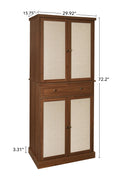 4 Door Cabinet With 1 Drawer, With 4 Adjustable Inner Shelves, Storage Cabinet Walnut Particle Board