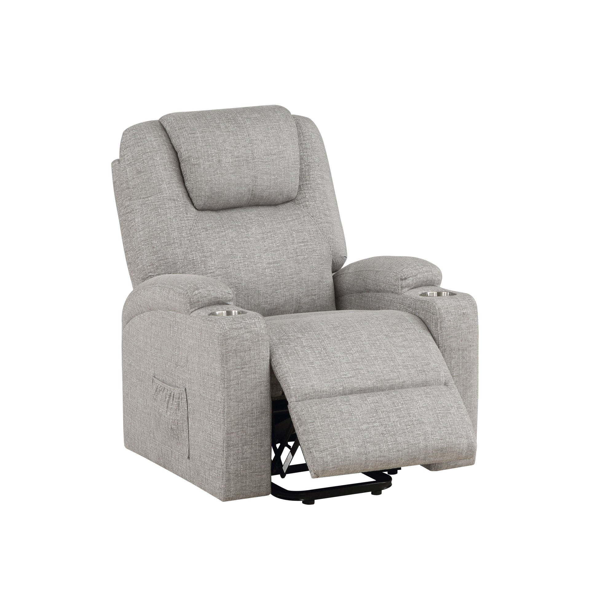 Evander Recliner W Power Lift, Light Gray Chenille Lv02180 Light Gray Wood