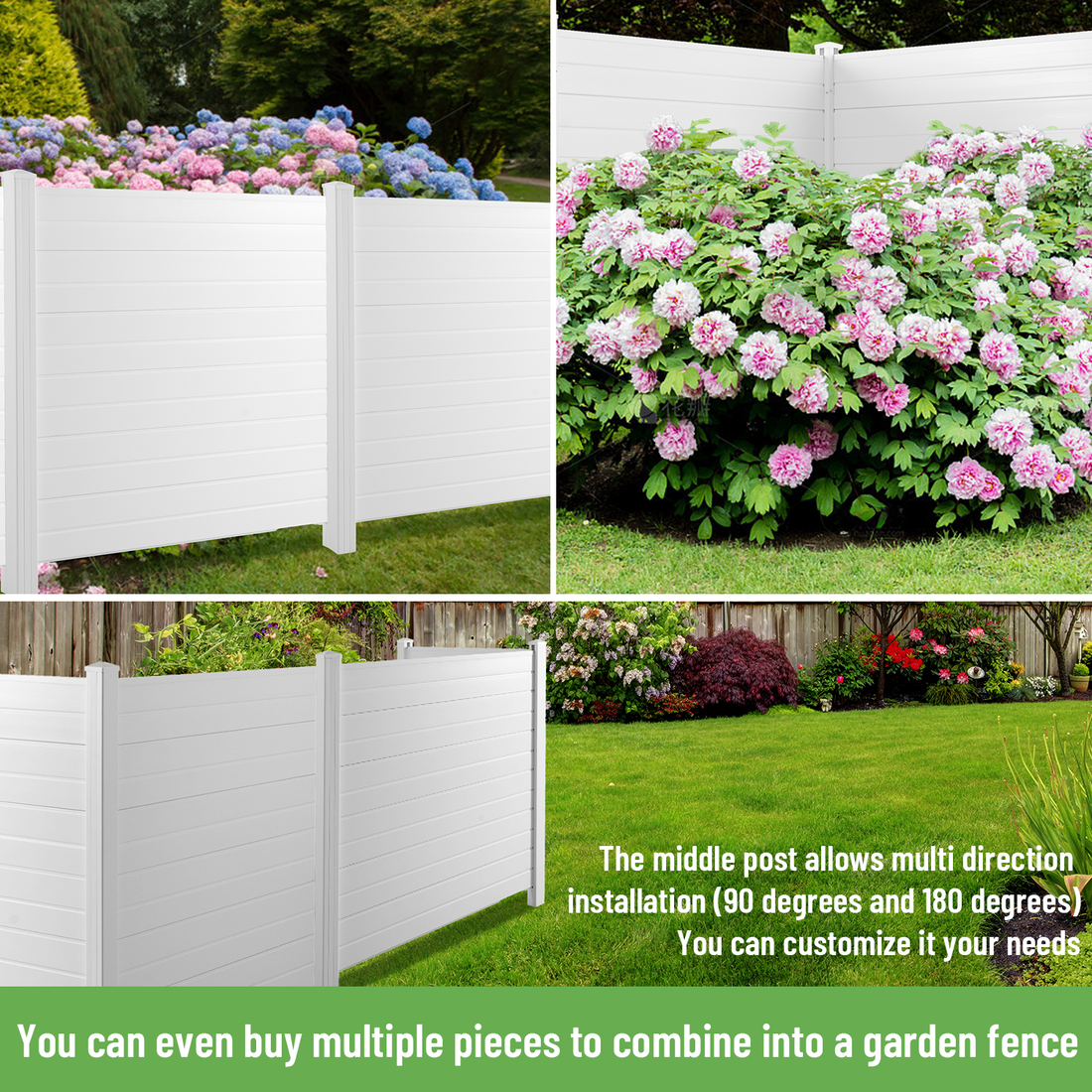 Privacy Fence Panels Kit Air Conditioner Trash Can Enclosure Vinyl White Color White Garden & Outdoor Vinyl