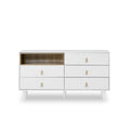 With 5 Drawers Storage Cabinet Drawer Cabinet Multifunctional Storage Cabinet Modern Drawer Cabinet Wooden Storage Cabinet Leather Handle Drawer Cabinet Home Storage Cabinet Office Cabinet White Solid Wood Mdf