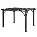 12' X 10' Outdoor Pergola, Wood Grape Gazebo For Climbing Plant Support, Garden, Patio, Backyard, Deck, Brown Brown Wood