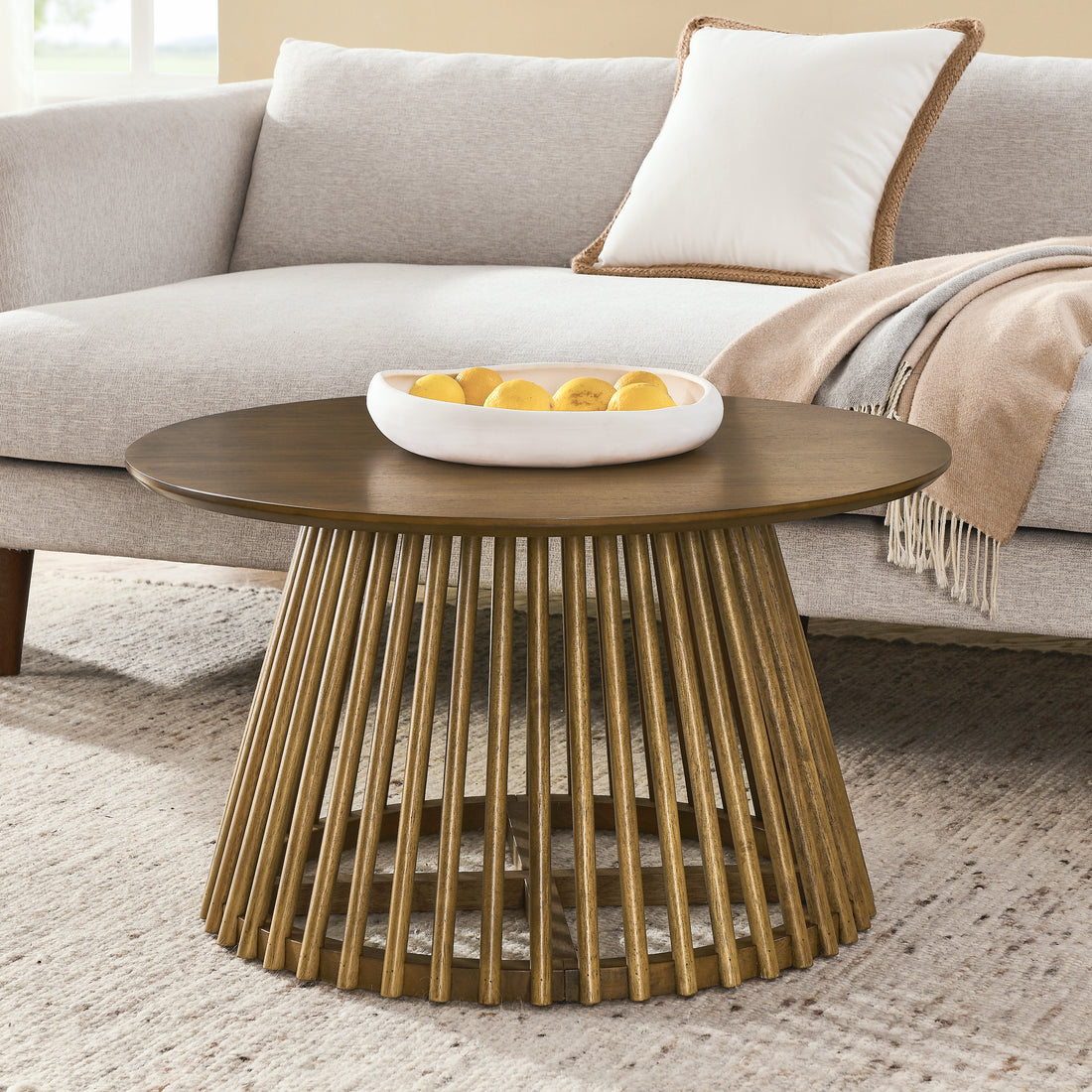 Modern Minimalist Coffee Table, Solid Wood Coffee Table, Nordic Style Coffee Table, Simple Design, Suitable For Both Home And Office. Walnut Brown Solid Wood Mdf