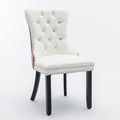 Nikki Collection Modern, High End Tufted Solid Wood Contemporary Pu And Velvet Upholstered Dining Chair With Wood Legs Trim 2 Pcs Set, White Pink, Sw2101Wp White Pink Dining Room American Design Foam Pu Leather
