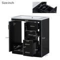 30'' Bathroom Vanity With Resin Sink Combo,Solid Wood Frame Bathroom Storage Cabinet, Freestanding Vanity Set With 3 Drawers& Soft Closing Doors Same As Sw000120Aab Black Bathroom Solid Wood Mdf