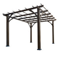 12' X 10' Outdoor Pergola, Wood Grape Gazebo For Climbing Plant Support, Garden, Patio, Backyard, Deck, Brown Brown Wood