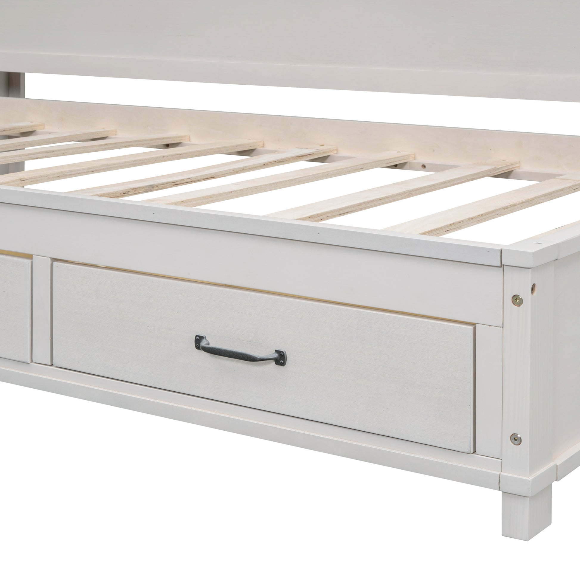 Twin Size Wooden Daybed With 3 Storage Drawers, Upper Soft Board, Shelf, And A Set Of Sockets And Usb Ports, White White Solid Wood Mdf