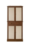 4 Door Cabinet With 1 Drawer, With 4 Adjustable Inner Shelves, Storage Cabinet Walnut Particle Board