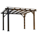 12' X 10' Outdoor Pergola, Wood Grape Gazebo For Climbing Plant Support, Garden, Patio, Backyard, Deck, Brown Brown Wood