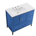 Bathroom Vanity Blue Solid Wood Mdf