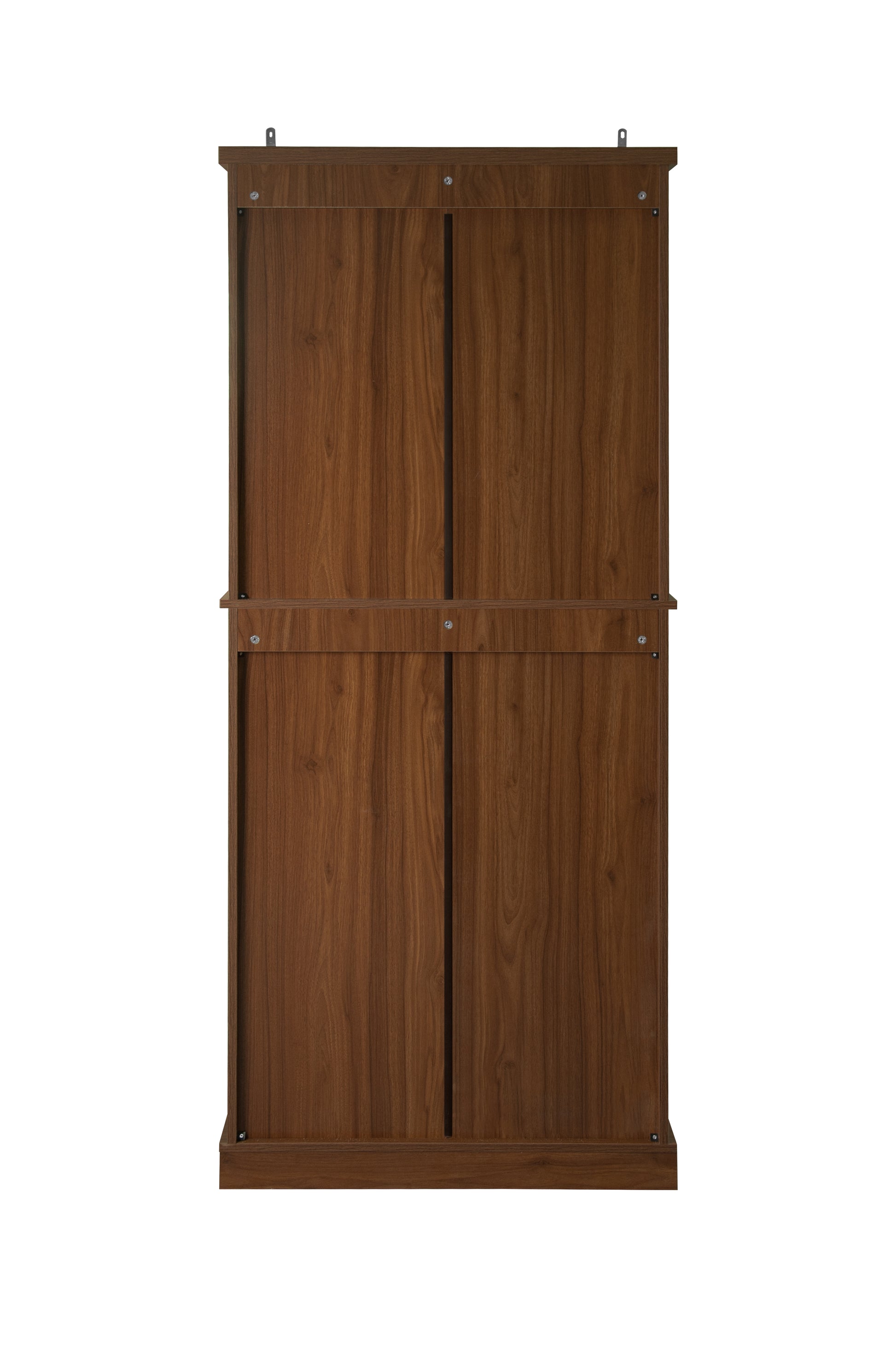 4 Door Cabinet With 1 Drawer, With 4 Adjustable Inner Shelves, Storage Cabinet Walnut Particle Board