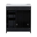 30'' Bathroom Vanity With Resin Sink Combo,Solid Wood Frame Bathroom Storage Cabinet, Freestanding Vanity Set With 3 Drawers& Soft Closing Doors Same As Sw000120Aab Black Bathroom Solid Wood Mdf