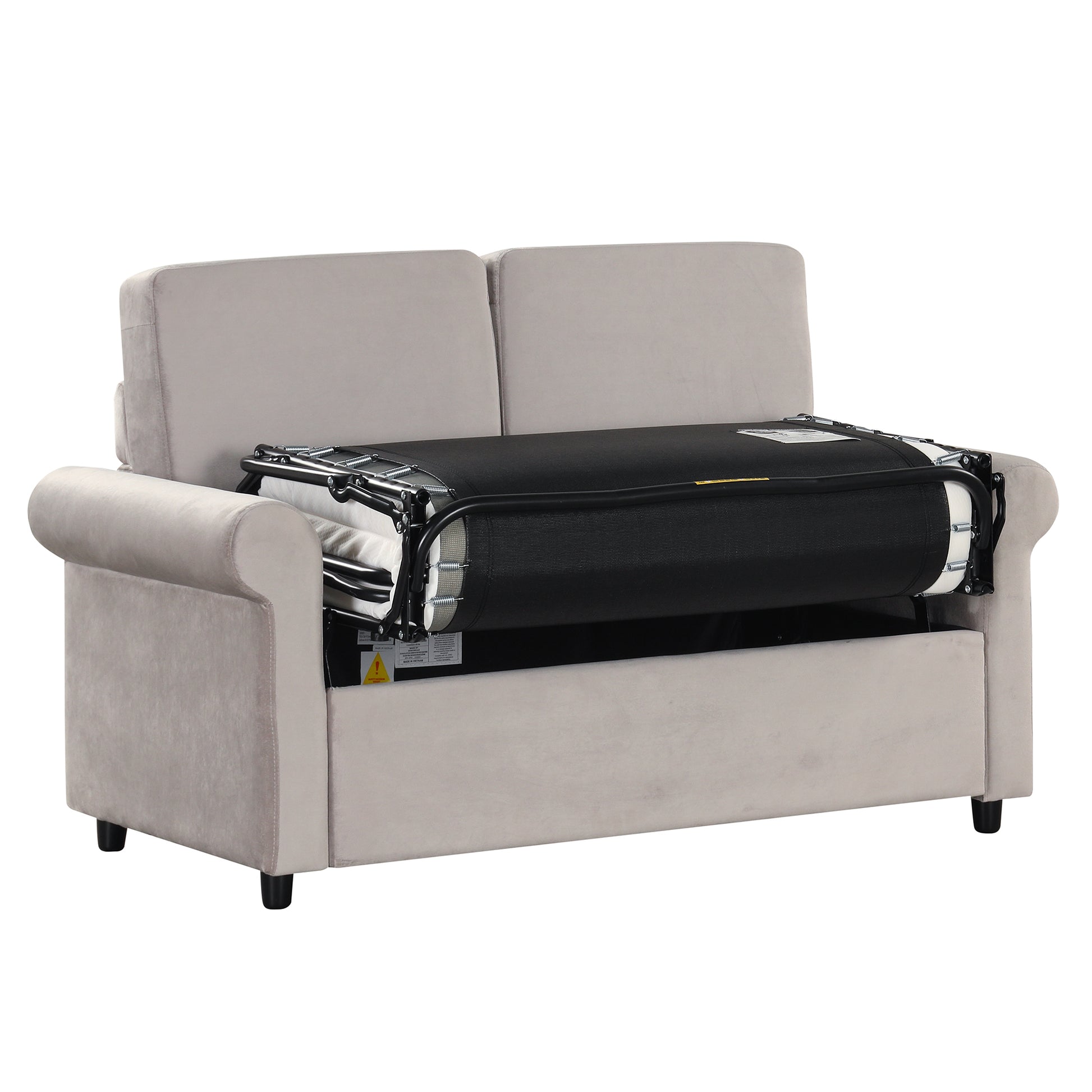 57.4" Pull Out Sofa Bed,Sleeper Sofa Bed With Premium Twin Size Mattress Pad,2 In 1 Pull Out Couch Bed With Two Usb Ports For Living Room,Small Apartment, Light Gray Old Sku:Wf296899 Light Gray Foam Velvet