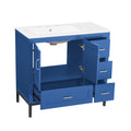 Bathroom Vanity Blue Solid Wood Mdf