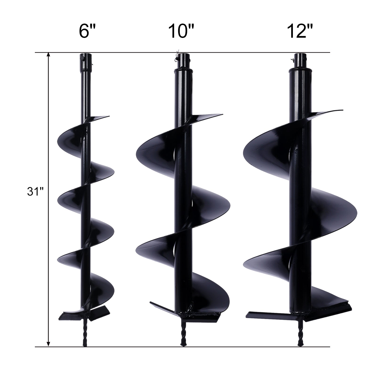 Auger Drill Bit For Planting Hole, Bulb Bedding Digging Post Hole Planting Tool For 3 4" Shaft Auger,Hole Digger Replacement Auger Bits Earth Auger Digging Bit 6In 10In 12In Black Steel