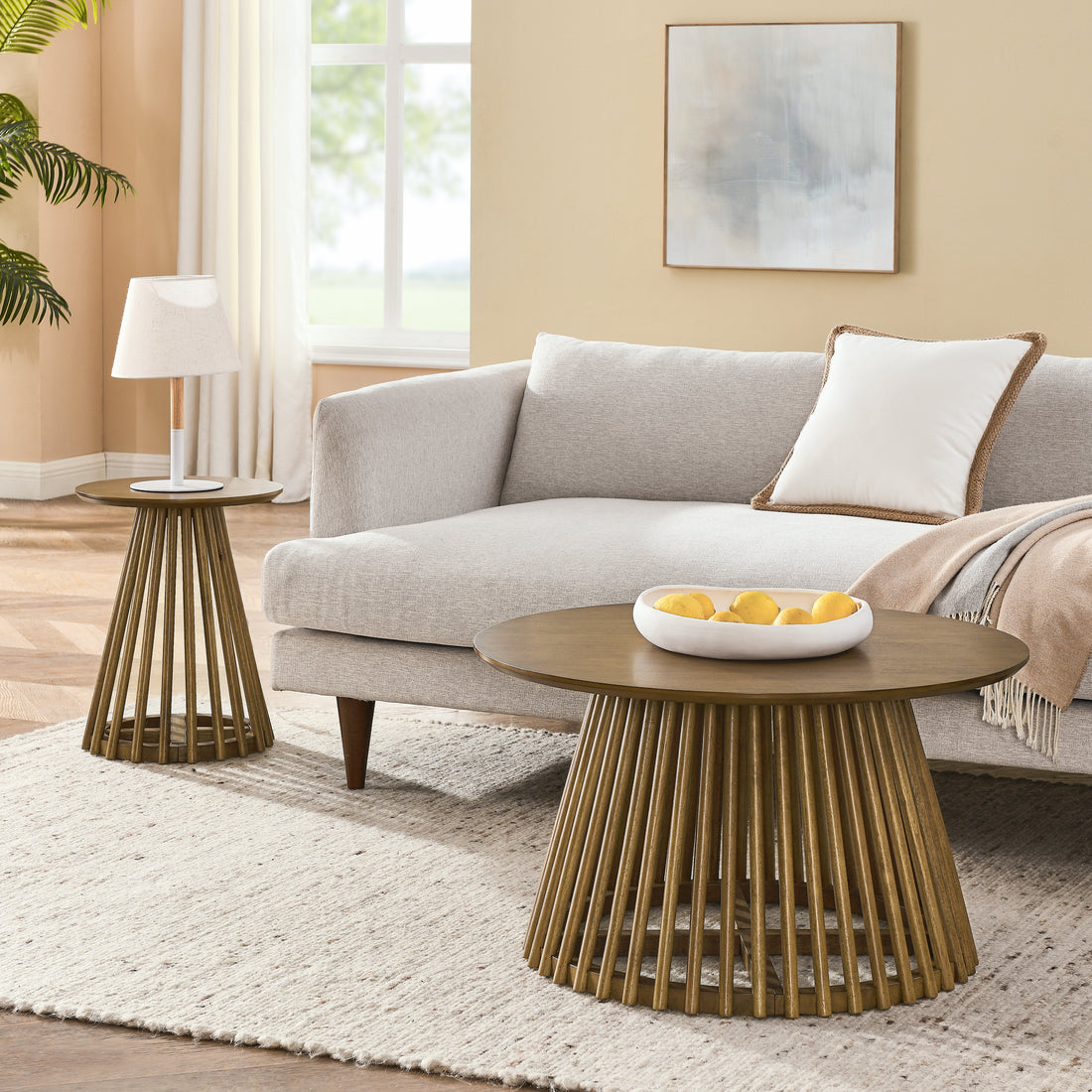 Modern Minimalist Coffee Table, Solid Wood Coffee Table, Nordic Style Coffee Table, Simple Design, Suitable For Both Home And Office. Walnut Brown Solid Wood Mdf