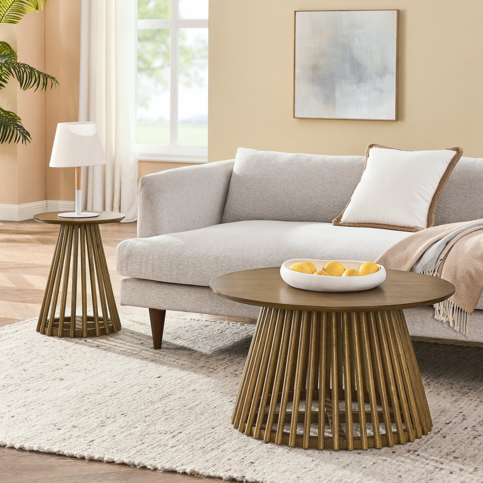 Modern Minimalist Coffee Table, Solid Wood Coffee Table, Nordic Style Coffee Table, Simple Design, Suitable For Both Home And Office. Walnut Brown Solid Wood Mdf