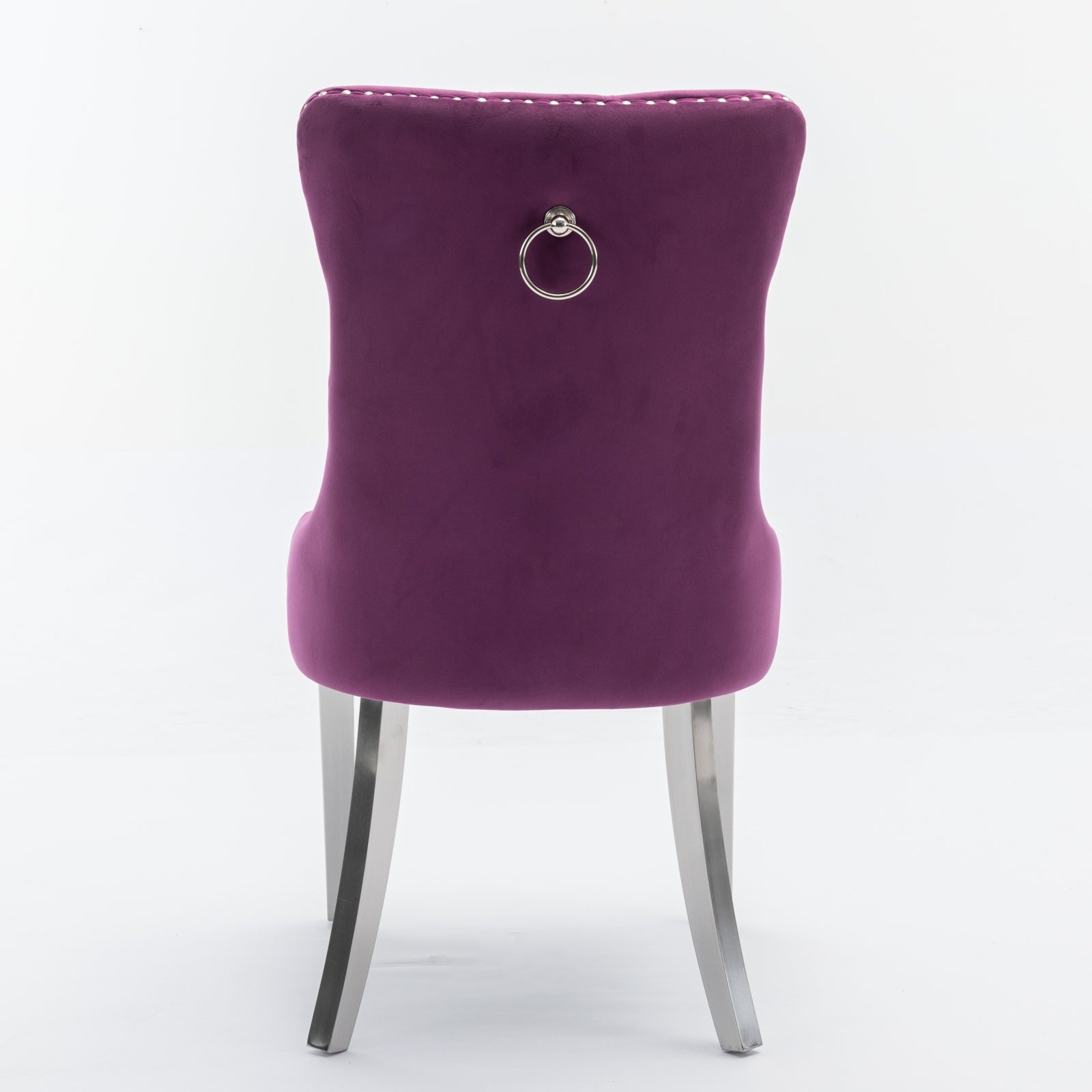 Nikki Collection Modern, High End Tufted Solid Wood Contemporary Velvet Upholstered Dining Chair With Chrome Stainless Steel Plating Legs,Nailhead Trim,Set Of 2,Purple And Chrome, Sw1701Pp Purple Dining Room American Traditional Rubberwood Set Of 2 Foam