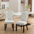 Nikki Collection Modern, High End Tufted Solid Wood Contemporary Pu And Velvet Upholstered Dining Chair With Wood Legs Trim 2 Pcs Set, White Pink, Sw2101Wp White Pink Dining Room American Design Foam Pu Leather