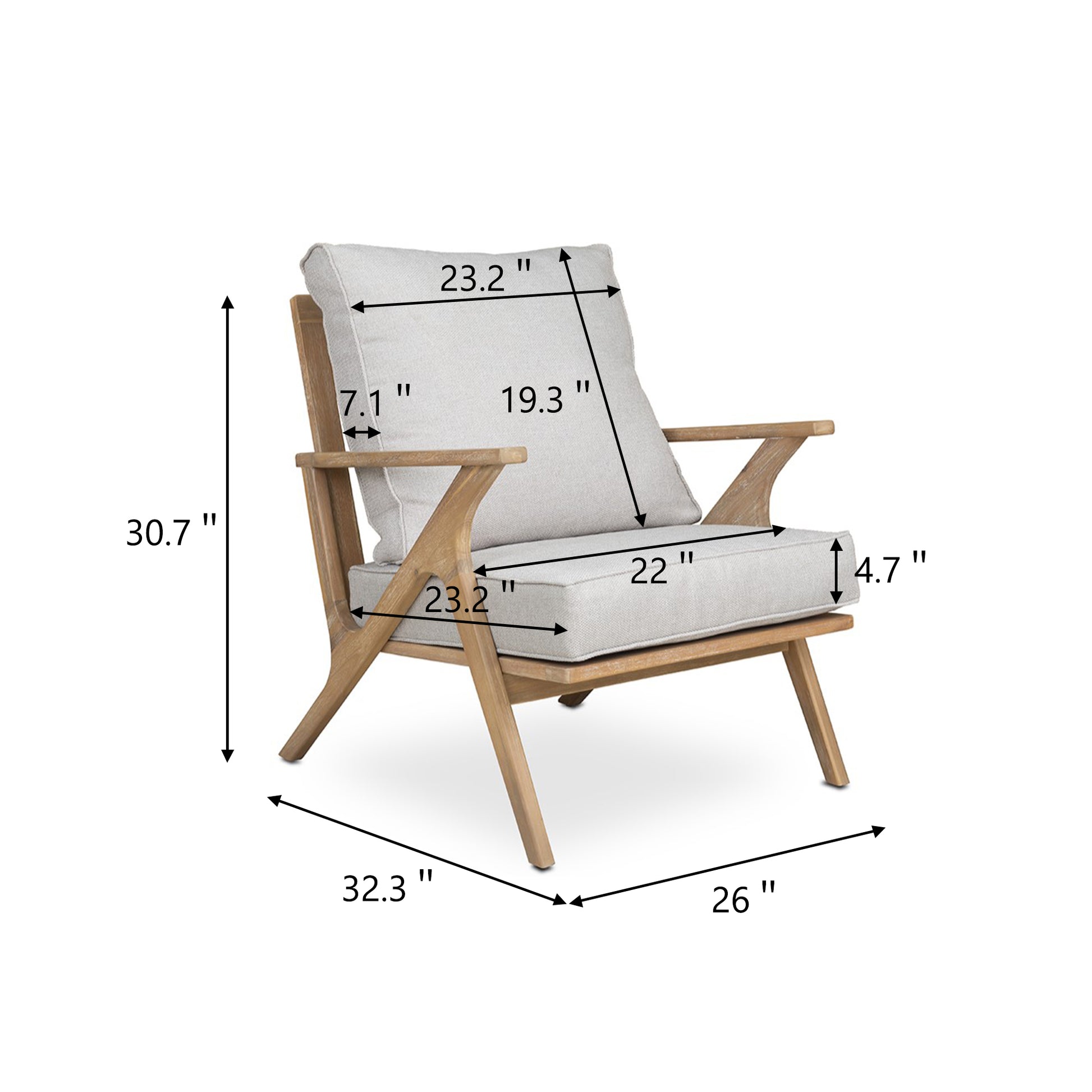 2 Pieces Patio Furniture Chairs, Set Of 2 Outdoor Acacia Wood Sofa Set With Soft Seat For Garden, Backyard, Poolside, Bistro And Deck Grey Brown Garden & Outdoor Modern Acacia Wood