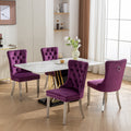 Nikki Collection Modern, High End Tufted Solid Wood Contemporary Velvet Upholstered Dining Chair With Chrome Stainless Steel Plating Legs,Nailhead Trim,Set Of 2,Purple And Chrome, Sw1701Pp Purple Dining Room American Traditional Rubberwood Set Of 2 Foam