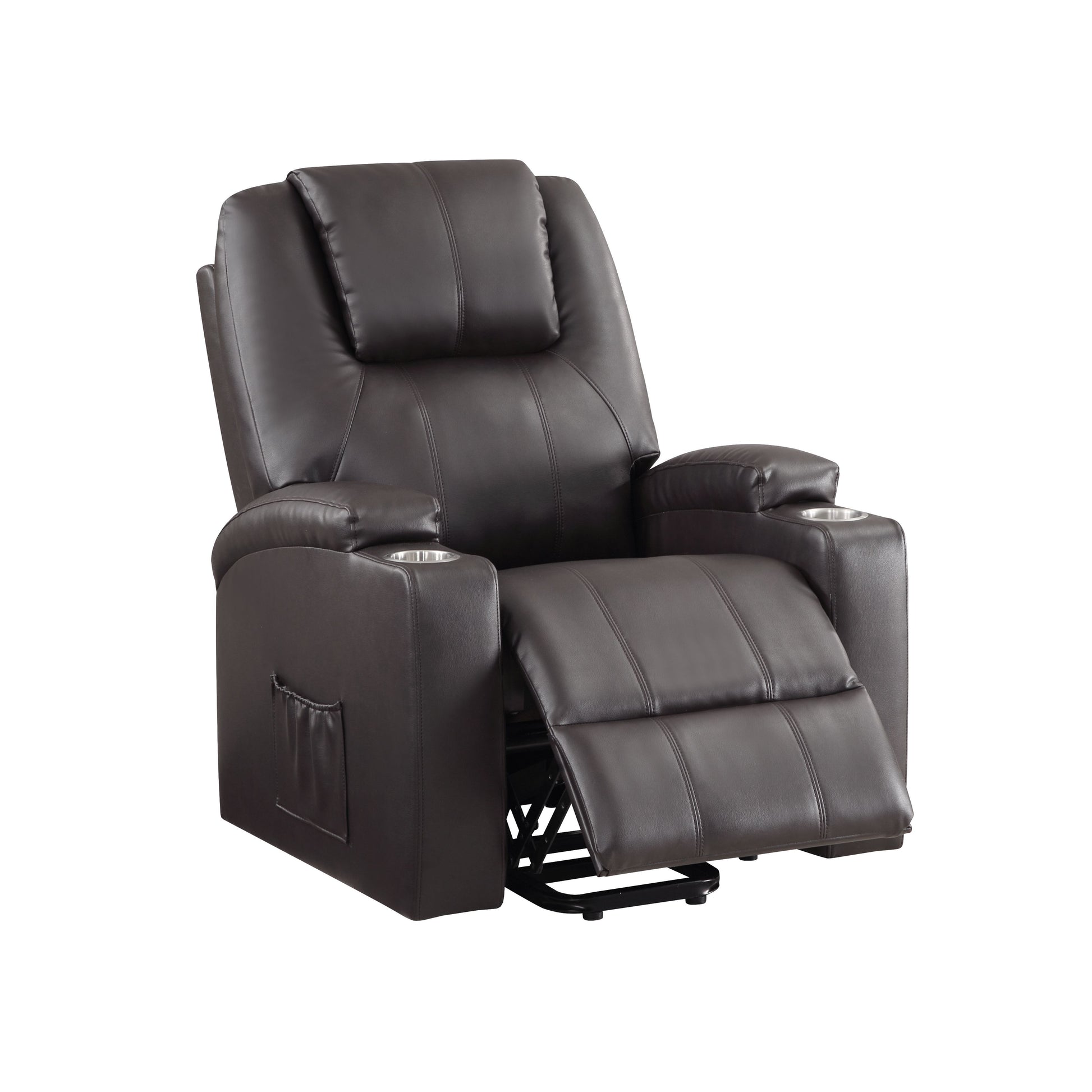 Evander Recliner W Power Lift, Brown Leather Aire Lv02181 Brown Leather