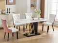 Nikki Collection Modern, High End Tufted Solid Wood Contemporary Pu And Velvet Upholstered Dining Chair With Wood Legs Trim 2 Pcs Set, White Pink, Sw2101Wp White Pink Dining Room American Design Foam Pu Leather