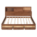 Full Size Wooden Daybed With 3 Storage Drawers, Upper Soft Board, Shelf, And A Set Of Sockets And Usb Ports, Brown Brown Solid Wood Mdf