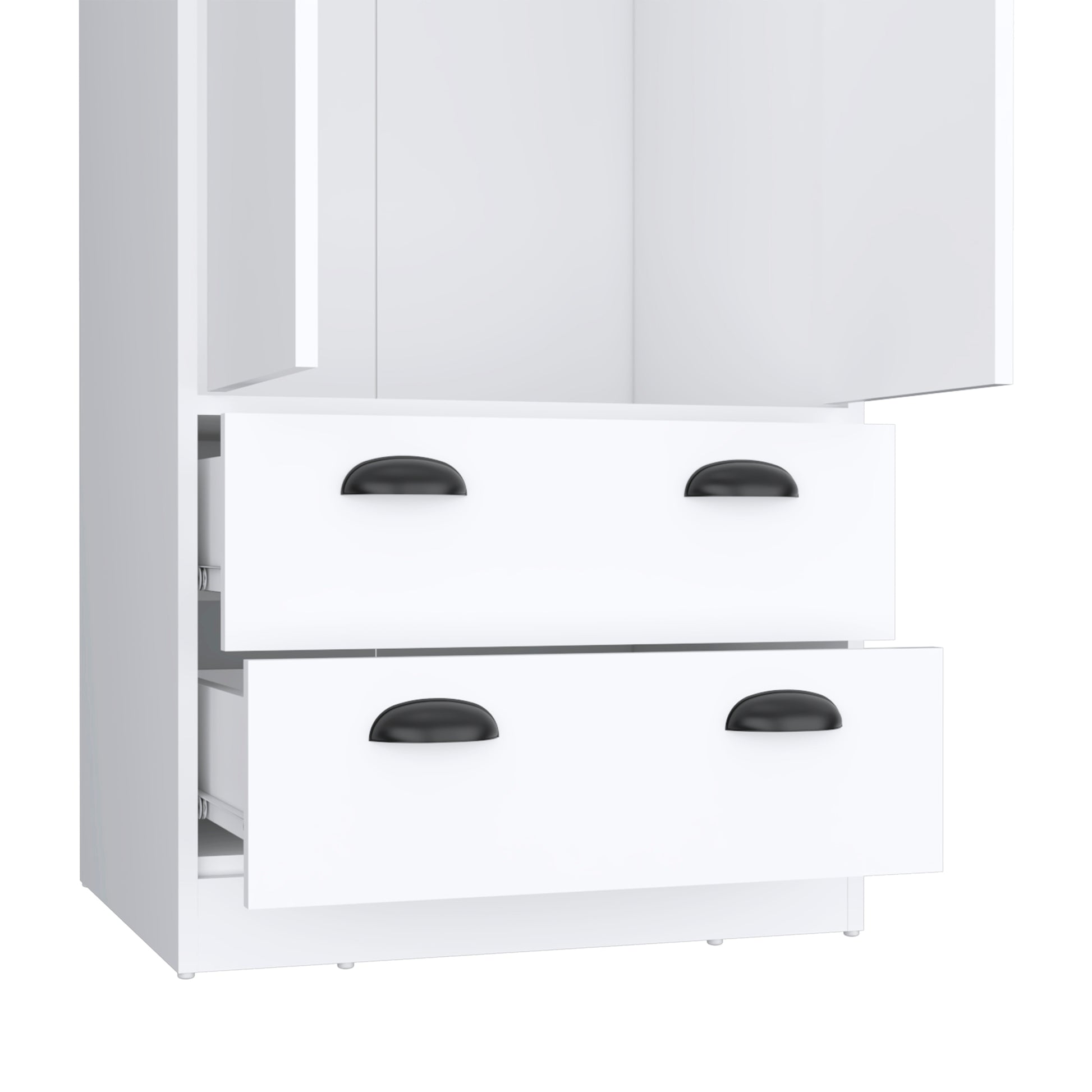 Armoire 70"H With 2 Drawers And 2 Doors, White White White Modern Particle Board Particle Board