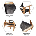Patio Furniture Chair Black Rope Furniture Chairs 2 Seat Chair,Outdoor Conversation Sectional For Backyard Poolside, Garden Black Brown Garden & Outdoor Modern 2 Person Seating Group Acacia Wood