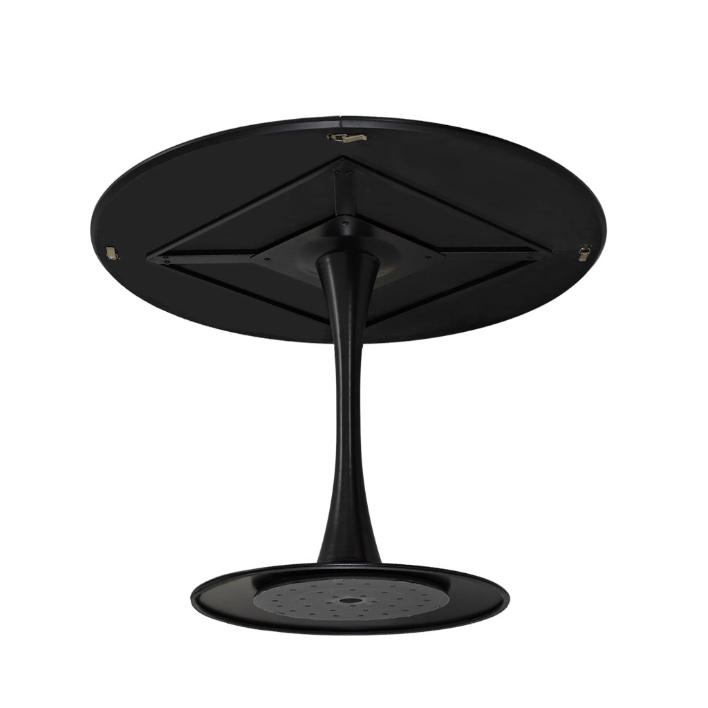 42.13"Modern Round Dining Table,Four Patchwork Tabletops With Black Solid Wood Veneer Table Top,Metal Base Dining Table, End Table Leisure Coffee Table Black Mdf Metal
