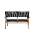 Patio Furniture Chair Black Rope Furniture Chairs 2 Seat Chair,Outdoor Conversation Sectional For Backyard Poolside, Garden Black Brown Garden & Outdoor Modern 2 Person Seating Group Acacia Wood