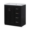 30'' Bathroom Vanity With Resin Sink Combo,Solid Wood Frame Bathroom Storage Cabinet, Freestanding Vanity Set With 3 Drawers& Soft Closing Doors 2 Black 2 1 Adjustable Hinges Bathroom Freestanding Solid Wood Mdf Resin Painted