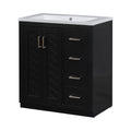 30'' Bathroom Vanity With Resin Sink Combo,Solid Wood Frame Bathroom Storage Cabinet, Freestanding Vanity Set With 3 Drawers& Soft Closing Doors Same As Sw000120Aab Black Bathroom Solid Wood Mdf