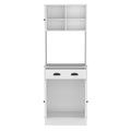 Pantry Cabinet With Drawer And 3 Doors, White Kitchen White White Contemporary,Modern Pine Particle Board Engineered Wood