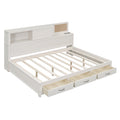 Full Size Wooden Daybed With 3 Storage Drawers, Upper Soft Board, Shelf, And A Set Of Sockets And Usb Ports, White White Solid Wood Mdf