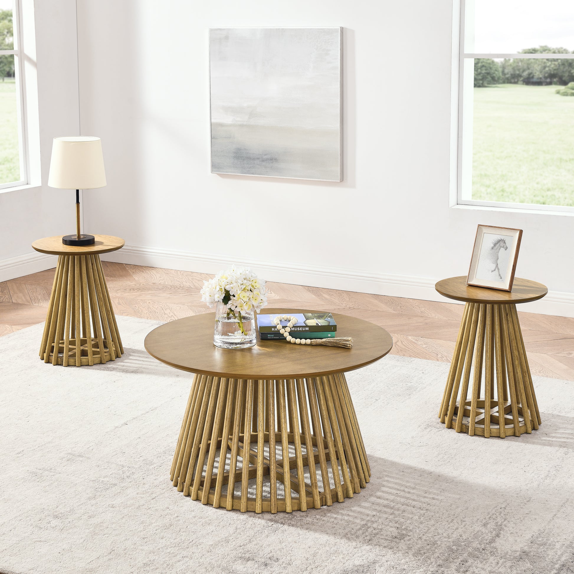 Modern Minimalist Coffee Table, Solid Wood Coffee Table, Nordic Style Coffee Table, Simple Design, Suitable For Both Home And Office. Brown Yellow Solid Wood Mdf