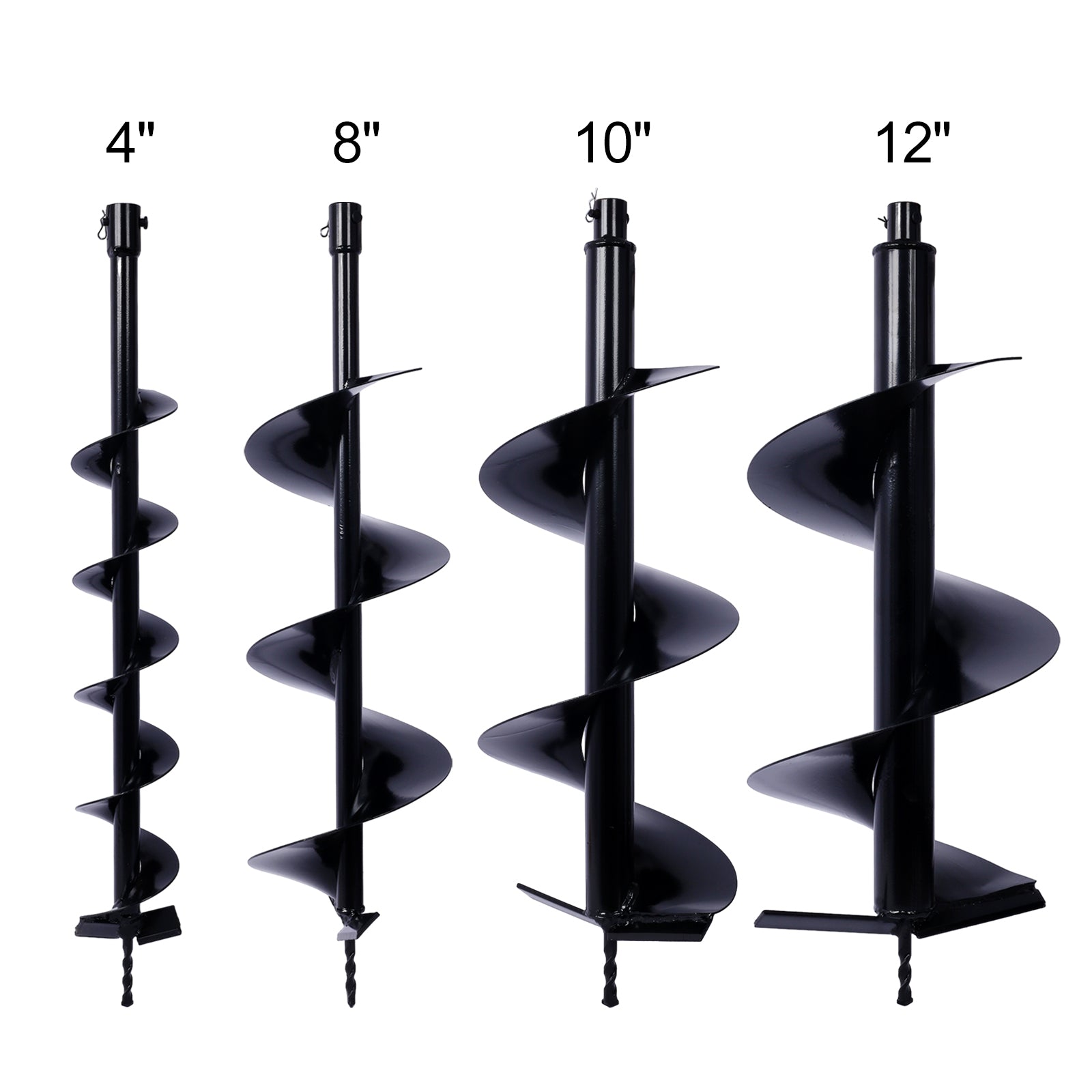 Auger Drill Bit For Planting Hole, Bulb Bedding Digging Post Hole Planting Tool For 3 4" Shaft Auger,Hole Digger Replacement Auger Bits Earth Auger Digging Bit 4In 8In 10In 12In Black Steel