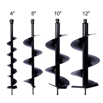 Auger Drill Bit For Planting Hole, Bulb Bedding Digging Post Hole Planting Tool For 3 4" Shaft Auger,Hole Digger Replacement Auger Bits Earth Auger Digging Bit 4In 8In 10In 12In Black Steel