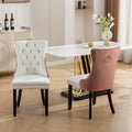 Nikki Collection Modern, High End Tufted Solid Wood Contemporary Pu And Velvet Upholstered Dining Chair With Wood Legs Trim 2 Pcs Set, White Pink, Sw2101Wp White Pink Dining Room American Design Foam Pu Leather