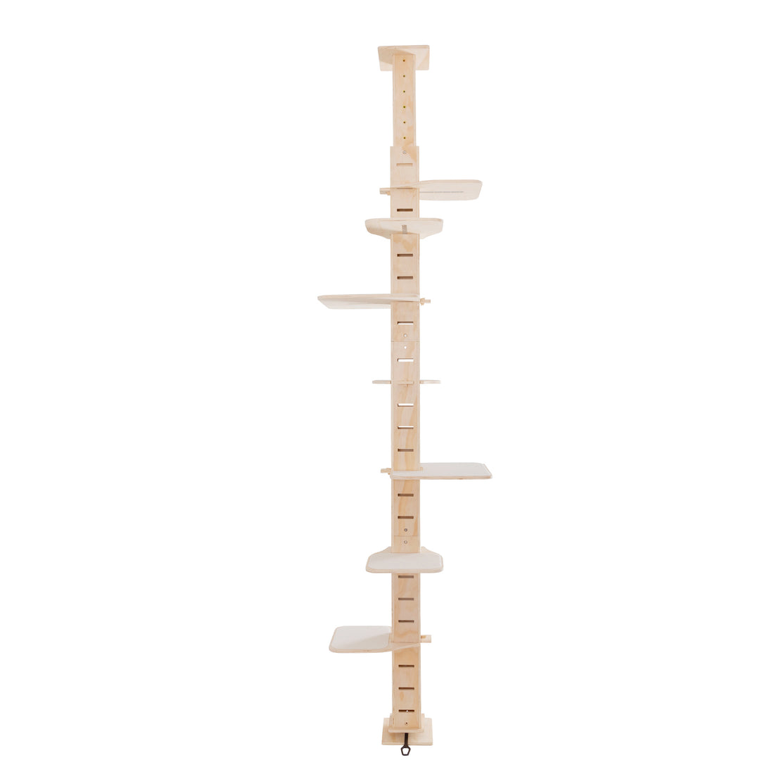 9' Adjustable Height Floor To Ceiling Cat Tree, Multi Level Cat Vertical Cat Condo, Cat Climbing Frame Activity Center With Perching Shelves For Indoor Cats, Natural Natural Wood