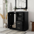 30'' Bathroom Vanity With Resin Sink Combo,Solid Wood Frame Bathroom Storage Cabinet, Freestanding Vanity Set With 3 Drawers& Soft Closing Doors 2 Black 2 1 Adjustable Hinges Bathroom Freestanding Solid Wood Mdf Resin Painted