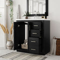 30'' Bathroom Vanity With Resin Sink Combo,Solid Wood Frame Bathroom Storage Cabinet, Freestanding Vanity Set With 3 Drawers& Soft Closing Doors Same As Sw000120Aab Black Bathroom Solid Wood Mdf