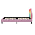 Rainbow Design Upholstered Twin Platform Bed Cute Style Princess Bed For Boys & Girls, Teens, Colorful & Pink Box Spring Not Required Twin Colorful Wood Bed Frame Velvet Velvet