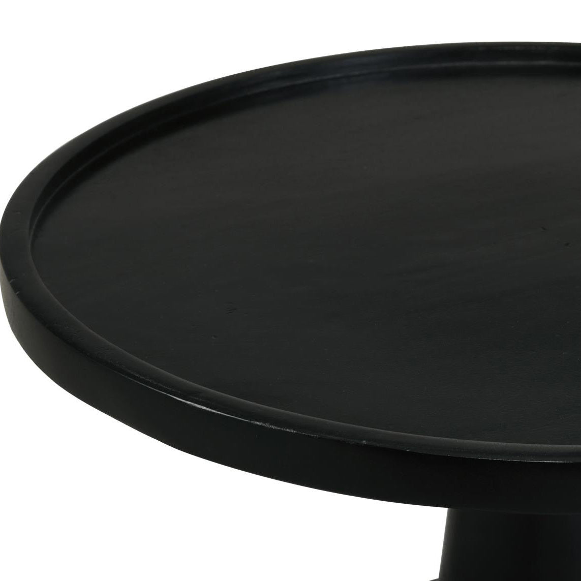 Black Stain Pedestal Accent Table Black Primary Living Space Farmhouse,Rustic Freestanding Mango Round Coffee & End Tables Wood Pedestal